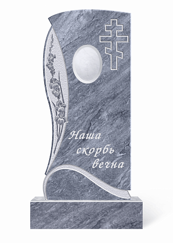 Памятник мраморный одноместный серый форма 16